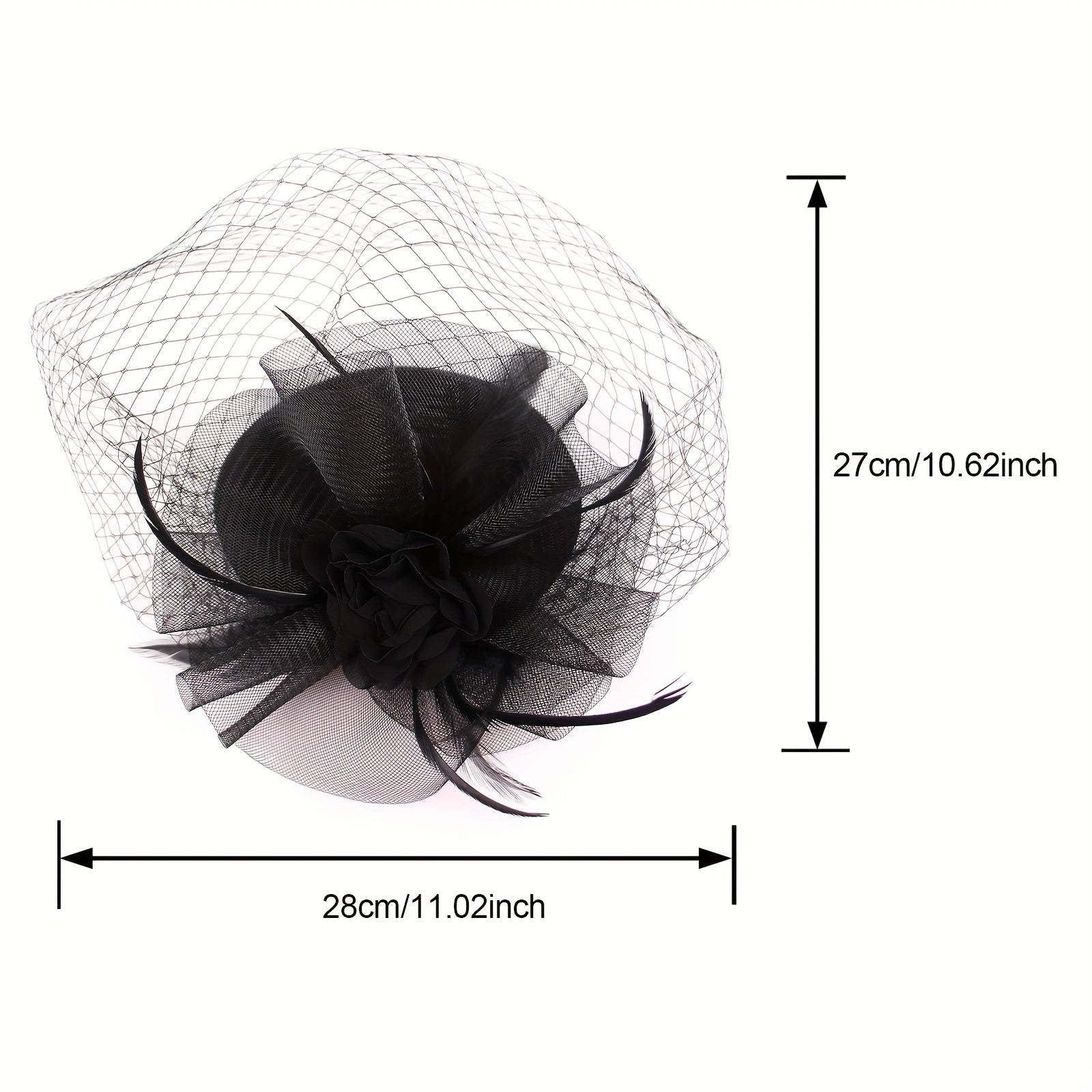 Vintage Fascinator Hat with Veil Flower Hair Clip for Women