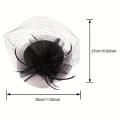 Vintage Fascinator Hat with Veil Flower Hair Clip for Women