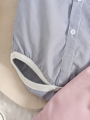 2pcs Baby Boys Gentleman Set Bowtie Shirt Onesie & Suspender Shorts