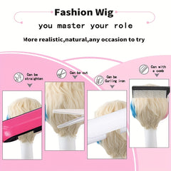 10 Inch 25.4 Cm Golden Pink Masquerade Wig Men's Dress Up Wig