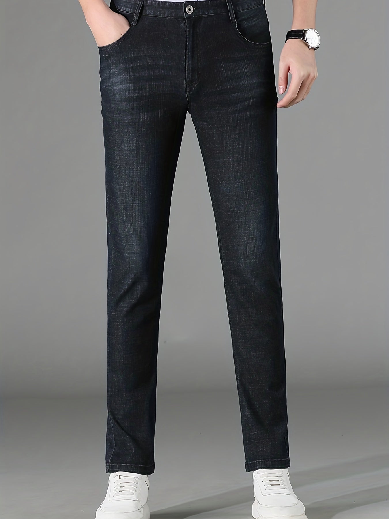 Men's Classic Straight Denim Jeans with Pockets