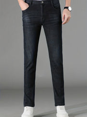 Men's Classic Straight Denim Jeans with Pockets