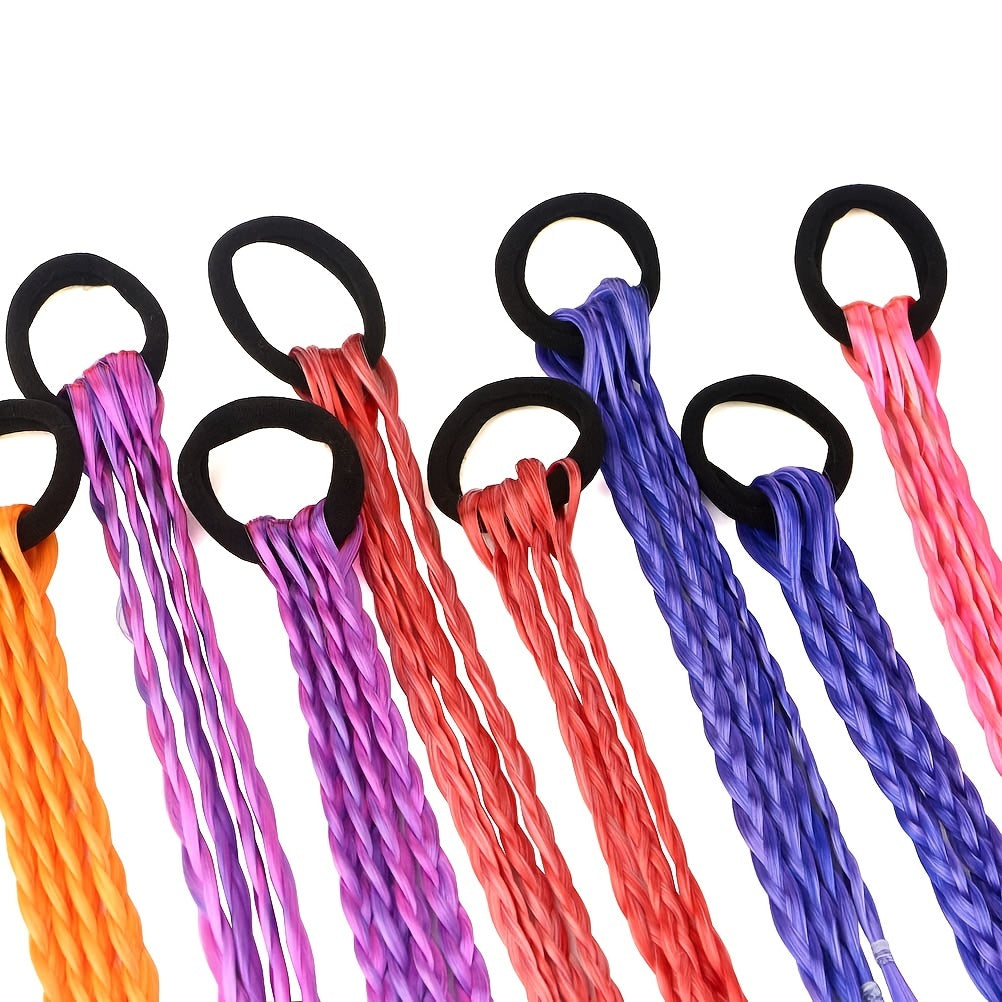 6pcs Colorful Braided Wigs Hair Ties Ponytail Accessories