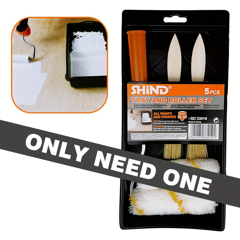 5pcs Paint Brush Wall Tools Latex Paint Roller Brush Set