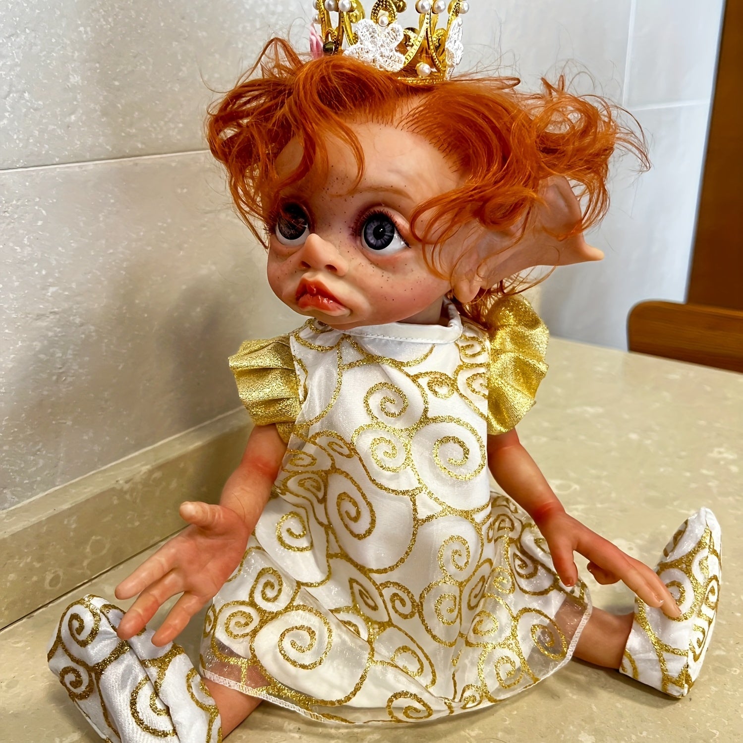 15" Soft Silicone Reborn Doll Hand Painted Fairy Elf Art Doll