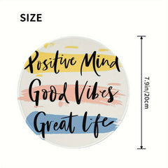 Positive Mind Font Pattern Round Mouse Pad Home Office Rubber Sliding Mouse Pad