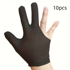 10pcs Embroidered Three Finger Billiards Gloves - Enhanced Grip & Control