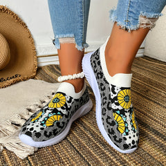 Leopard Print Slip On Sneakers Lightweight Walking Shoes
