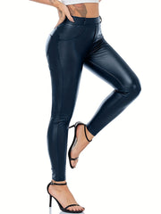 High Waist Faux Leather Sports Tight Pants
