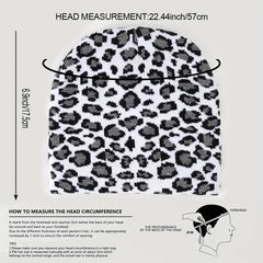 Leopard Jacquard Beanie Y2K Unisex Warm Hat Hip Hop Ski Hats Vintage Beanies