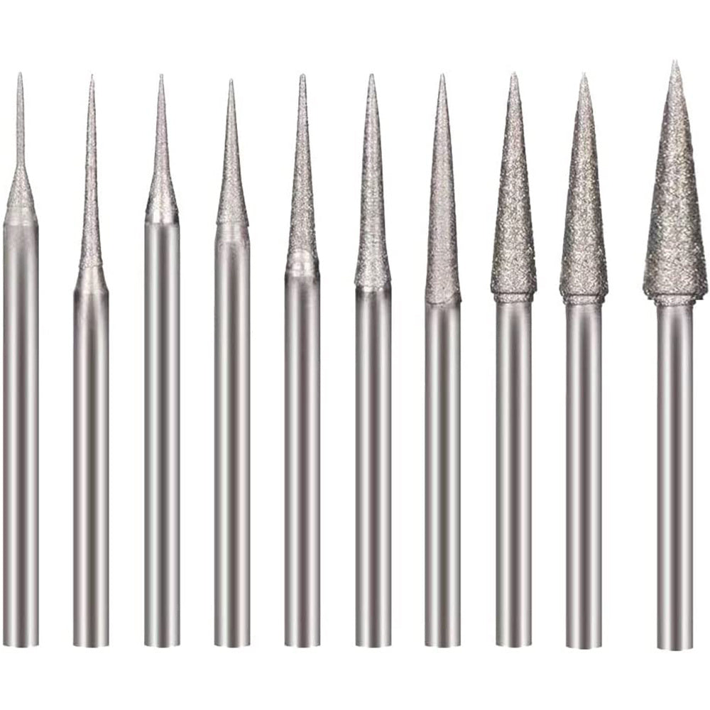 10Pcs Jade Carving Tools Diamond Grinding Bit Needle Set