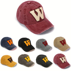 Duck Tongue Baseball Hat Washed Letter W Sun Visor Street Cap