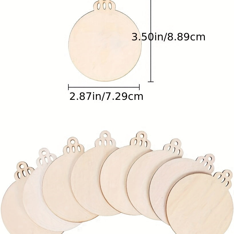 10pcs DIY Wooden Christmas Ornaments Wooden Slices Circles For Crafts