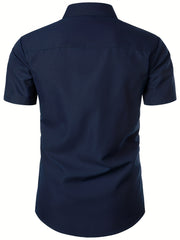 Men's Short Sleeve Asymmetric Shirt for Business and Party Wear