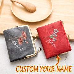Personalized Women's Flower Name Wallet Gift for Mother, Wife, BFF