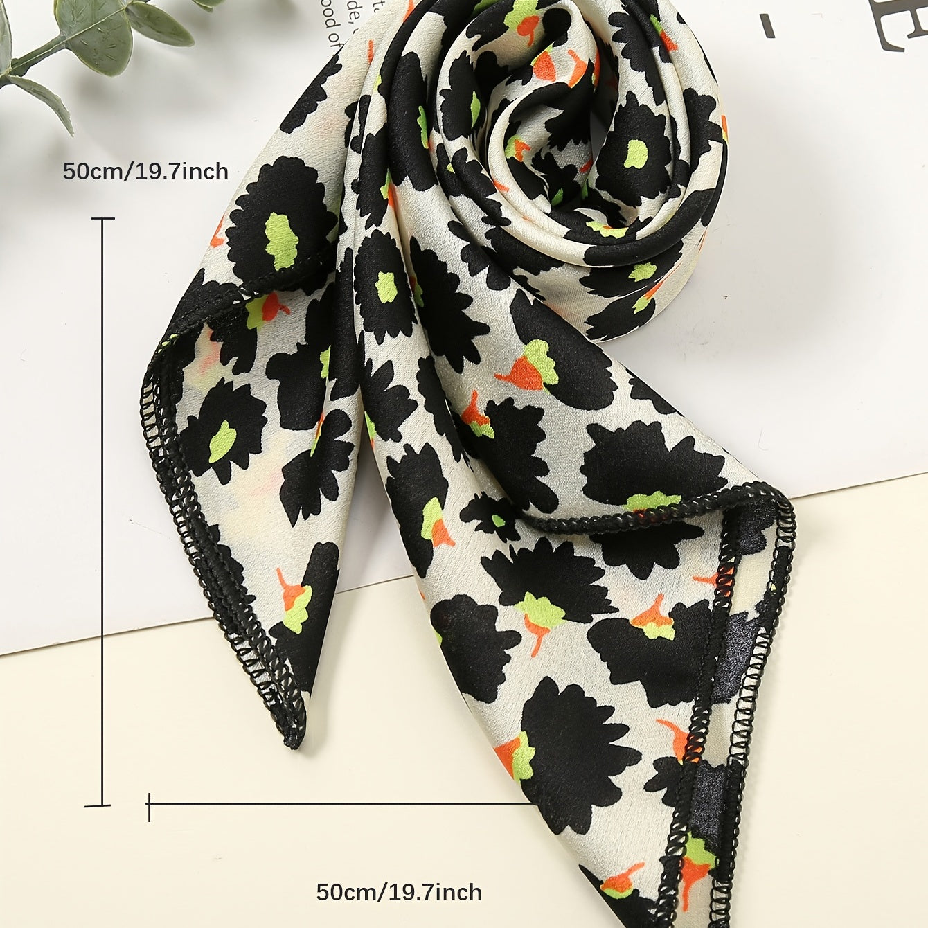Small Square Scarf Casual Floral Print Headwrap Outdoor Windproof Neck Wrap