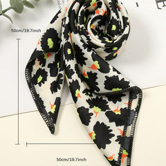 Small Square Scarf Casual Floral Print Headwrap Outdoor Windproof Neck Wrap
