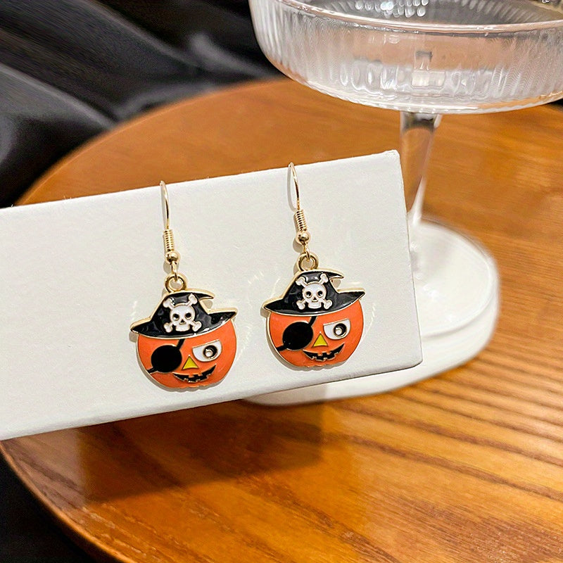 Halloween Pumpkin Head Funny Devil Hook Earrings