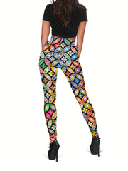 Hippie Style High Waist Leggings Skinny Casual Leggings Women's Clothing
