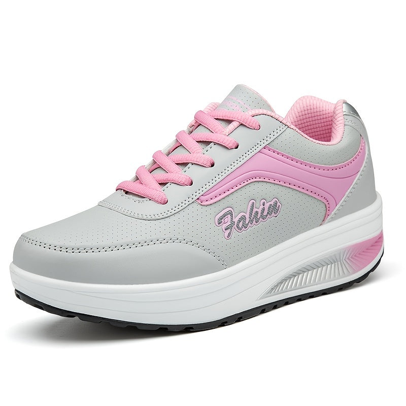 Women's Lightweight Platform Sneakers Lace Up Running Shoes