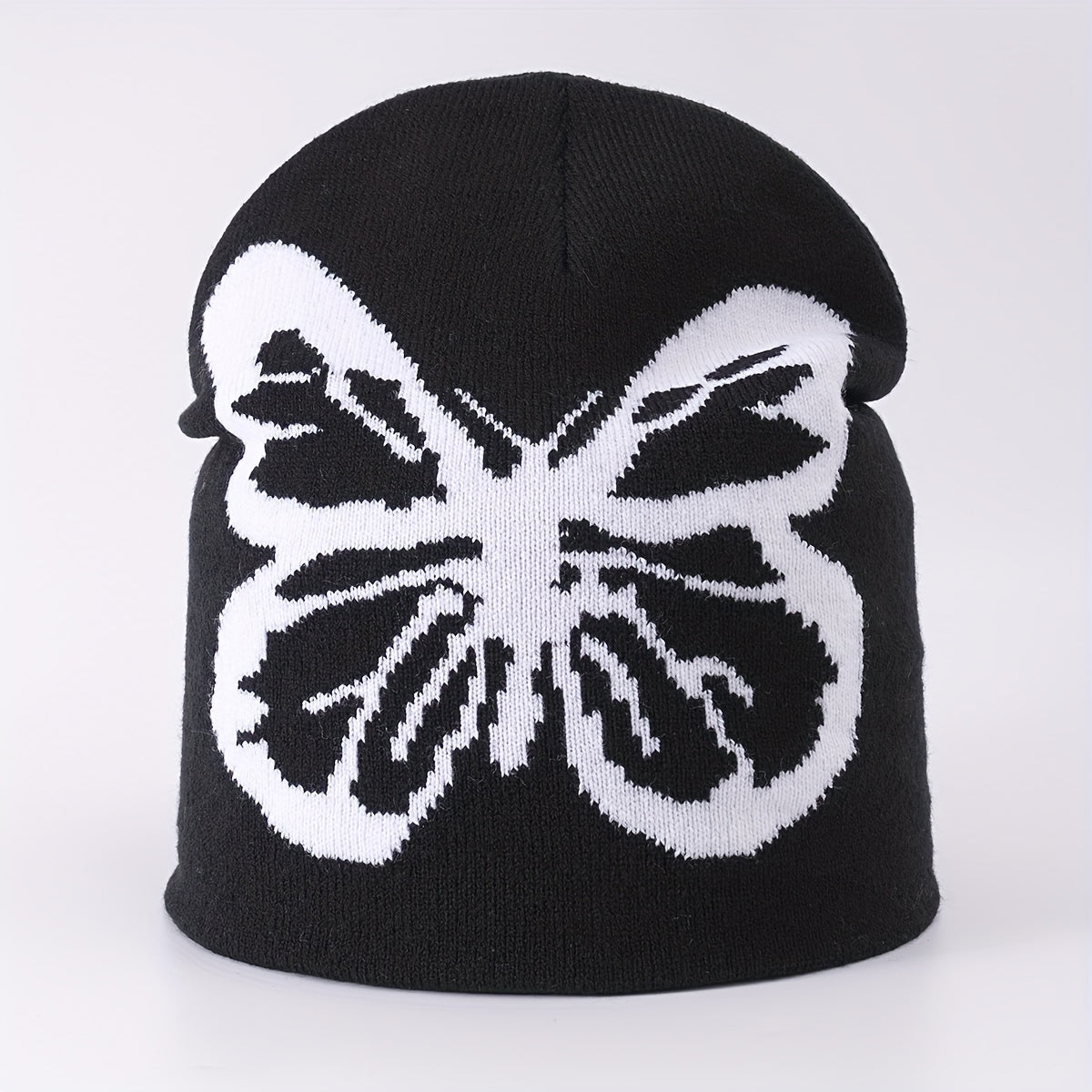 Butterfly Jacquard Gothic Beanie Hip Hop Elastic Skull Cap Soft Y2K Knit Hat