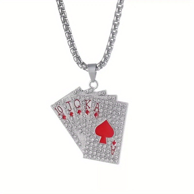 Hip hop Style Poker Card Pendant Necklace Punk Stainless Steel Jewelry