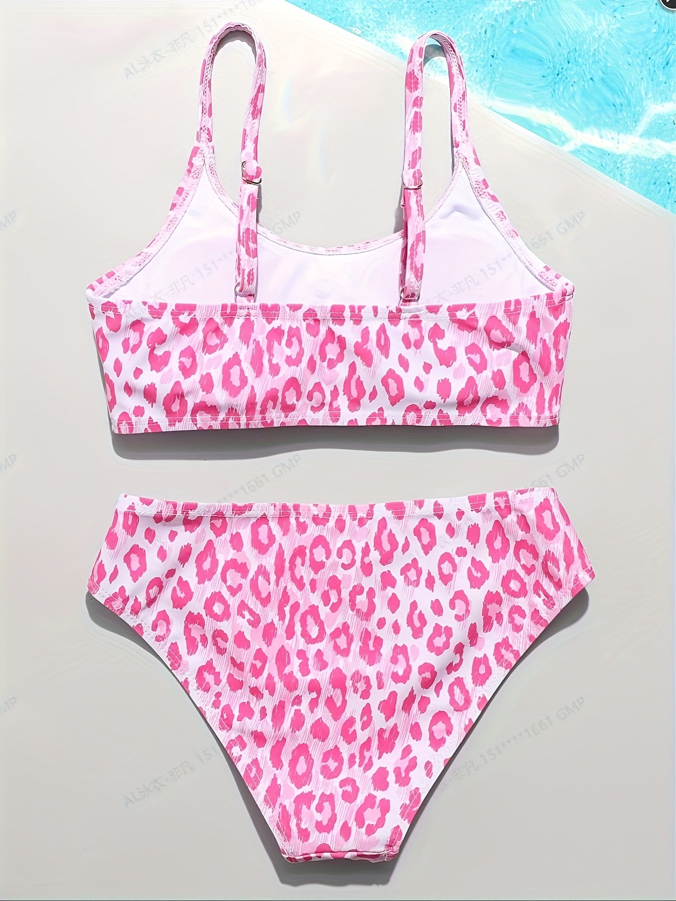 Leopard Print Bikini Swimwear Set Girls Sweet Bathing Suit