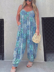 Boho Plus Size V Neck Cami Jumpsuit