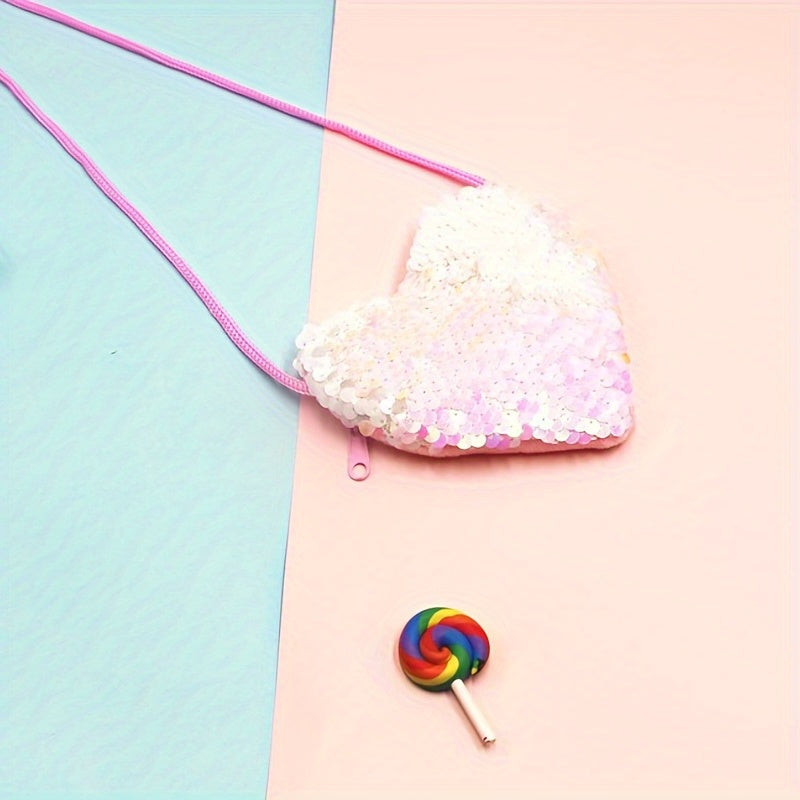 Kids Sequin Heart Crossbody Bag Coin Purse for Girls