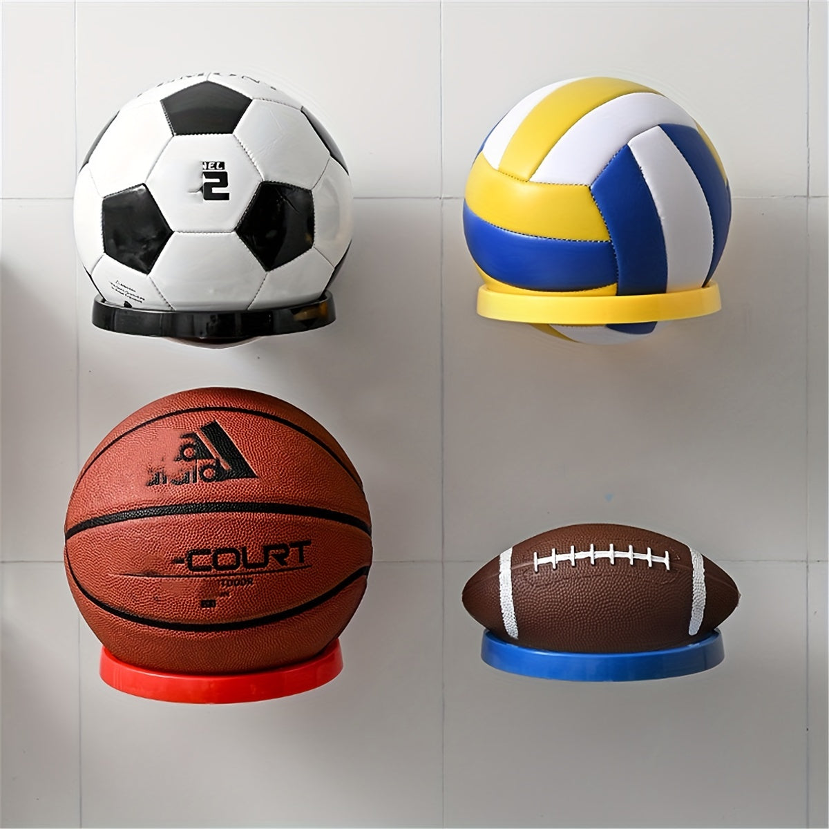 Wall Mounted Ball Rack for Basketball and Football Storage
