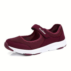 Women's Mesh Platform Walking Sneakers Breathable Non slip Hook & Loop Shoes