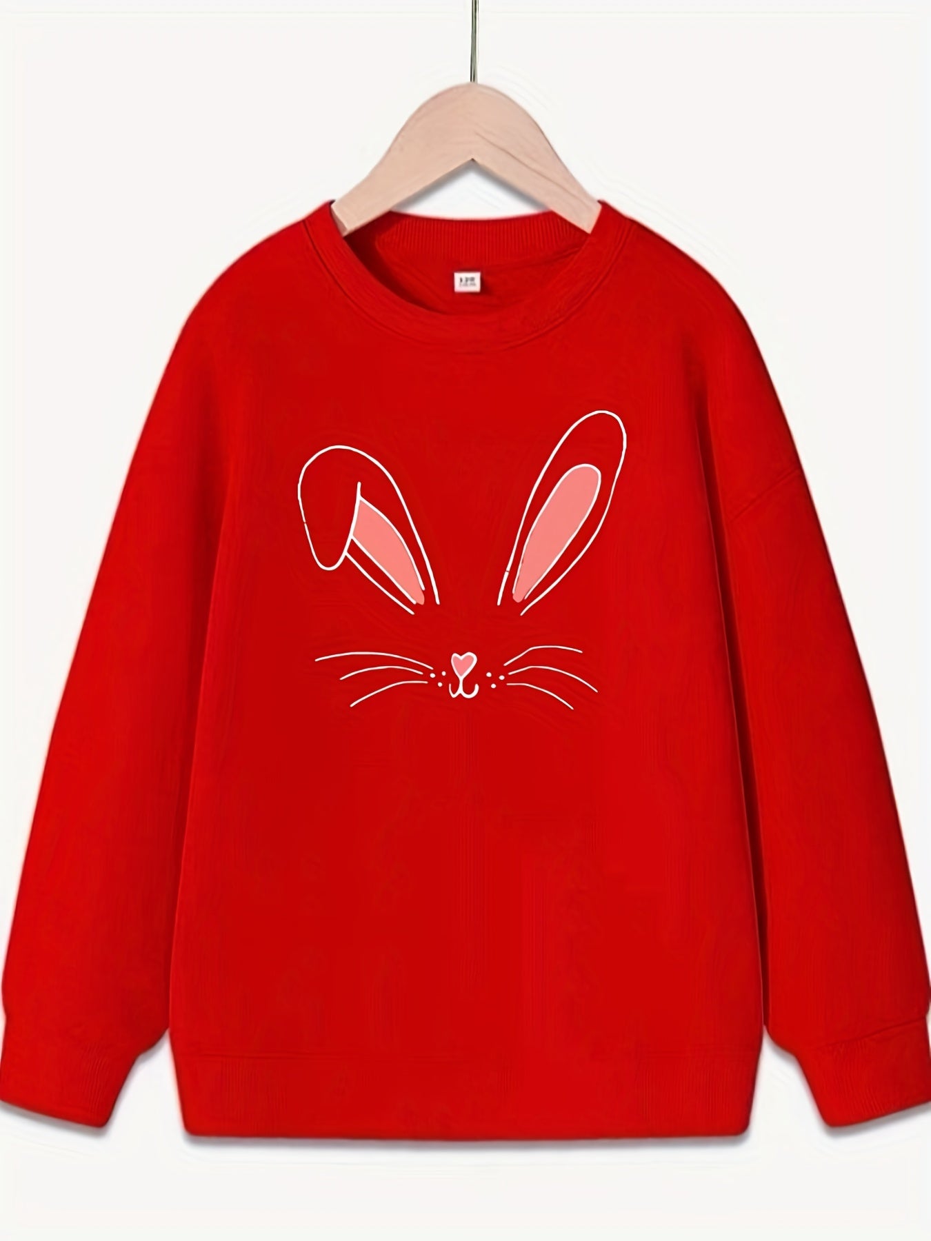 Bunny Ears Pattern Sweatshirt For Girls Round Neck Top Pullovers
