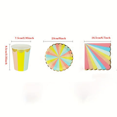 10pcs Rainbow Candy Plates and Napkins Set for Candy Party Decorations