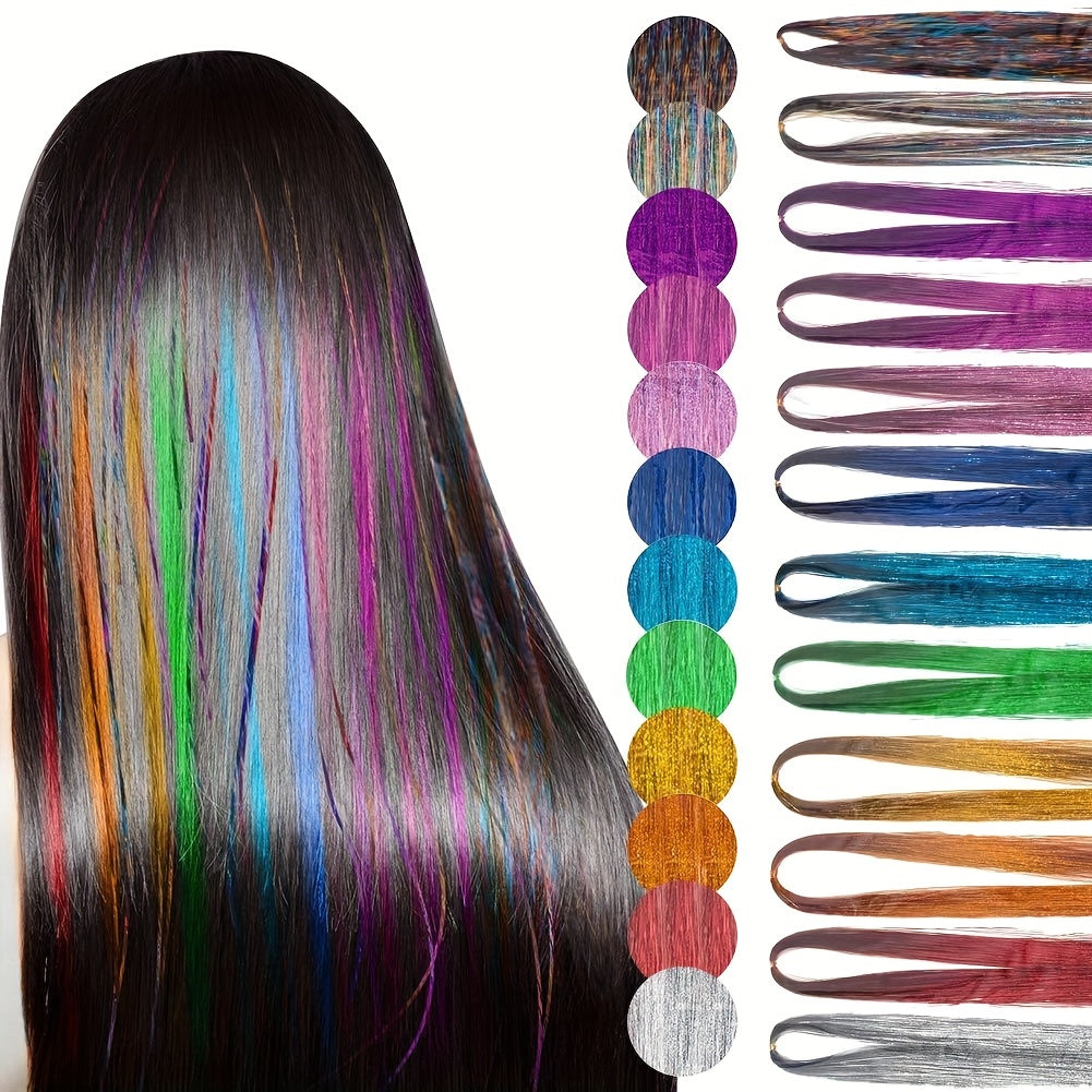 12pcs Tinsel Hair Braiding Rope Glitter Extensions Hair Accessories