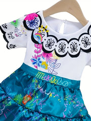 Girl's Graffiti Pattern Short Sleeve Dress Halloween Costume