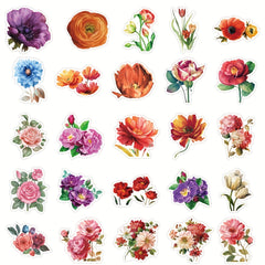 50pcs Flower Stickers Scrapbooking DIY Arts Crafts Journals