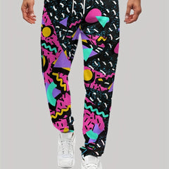 Men's Geometric Print Active Pants Contrast Graphic Casual Pants
