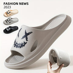 Men's Smile Print Slides Casual Non Slip Slippers