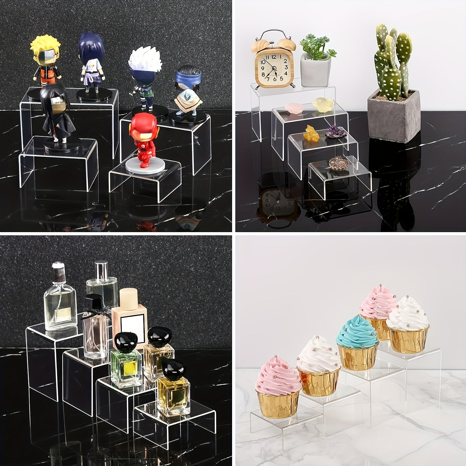 Clear Acrylic Risers for Display - Table Decor Stand for Desserts, Collectibles
