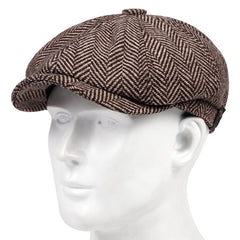 Men's Vintage Chunky Herringbone Knit Beret Hat
