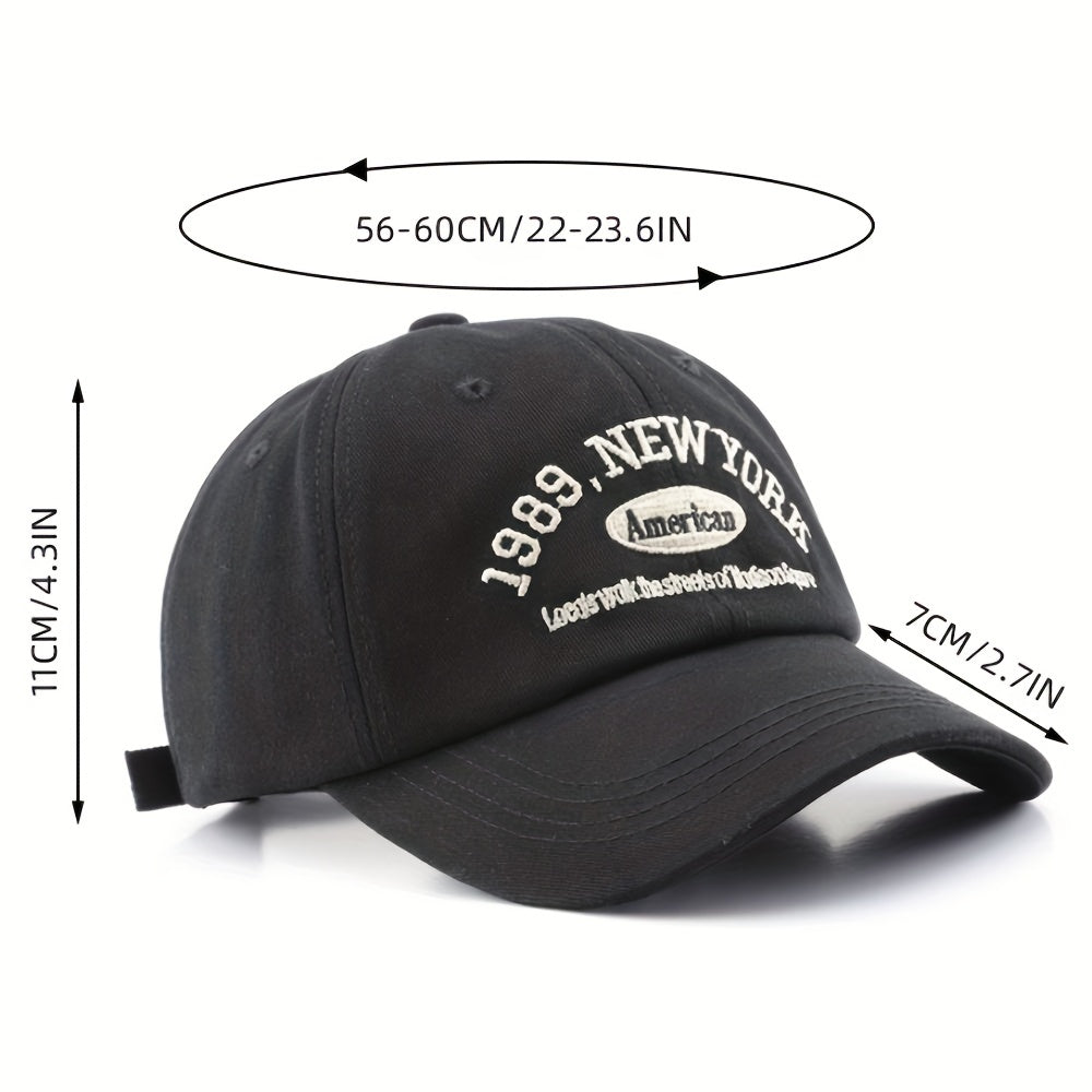 Vintage Letter Embroidery Baseball Cap 1989 York American Sun Hats