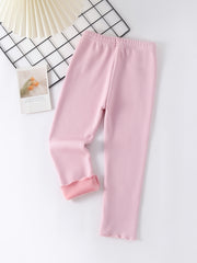 Girls Fleece Thermal Crown Leggings for Autumn and Winter