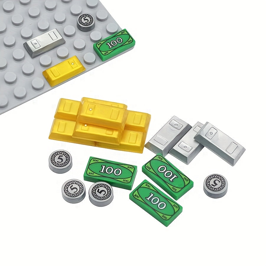 City Building Blocks Toy Treasure Gem Printed Block Golden Silver Diamond