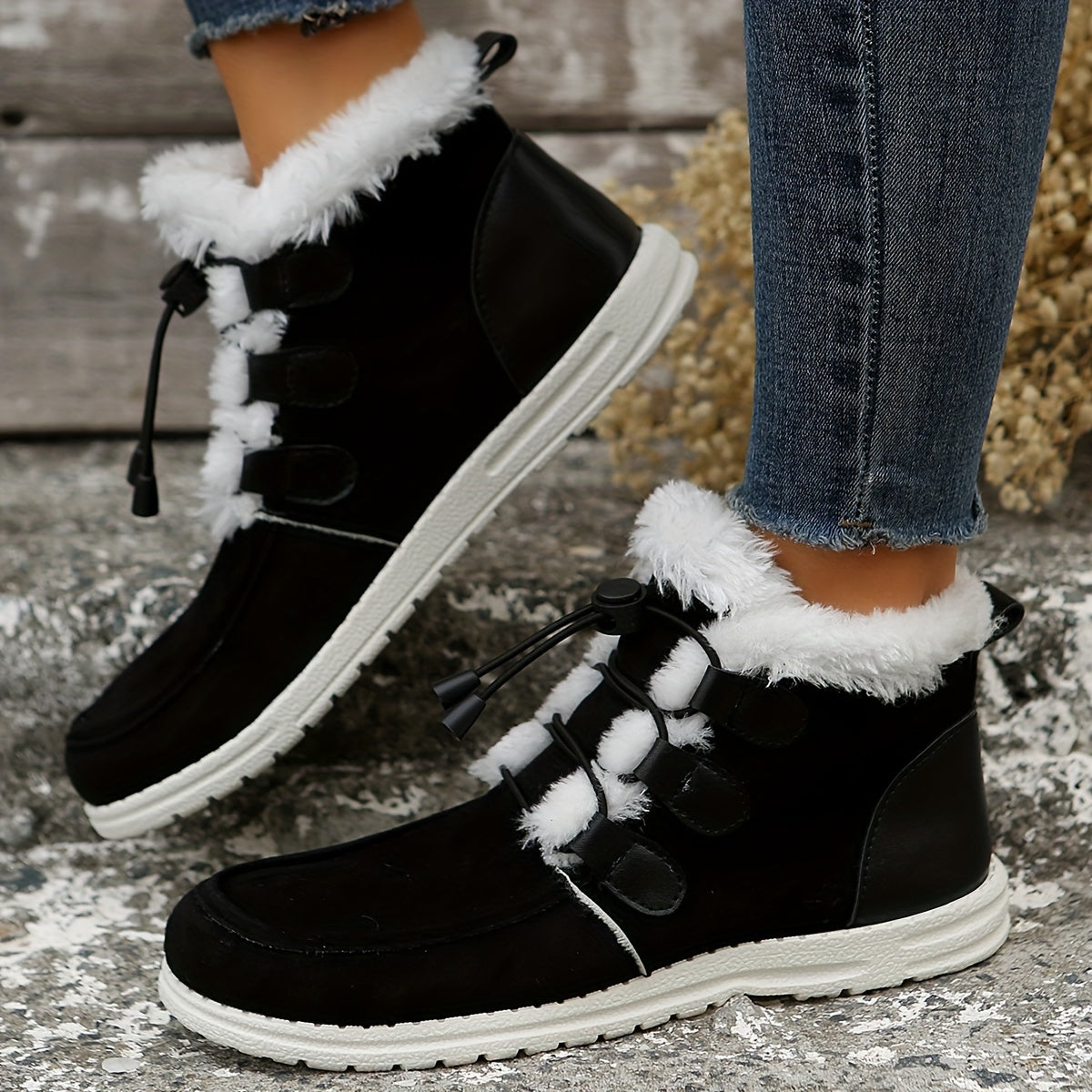 Women's Non-slip Thickened Snow Boots Lace Up Warm Snow Sneakers