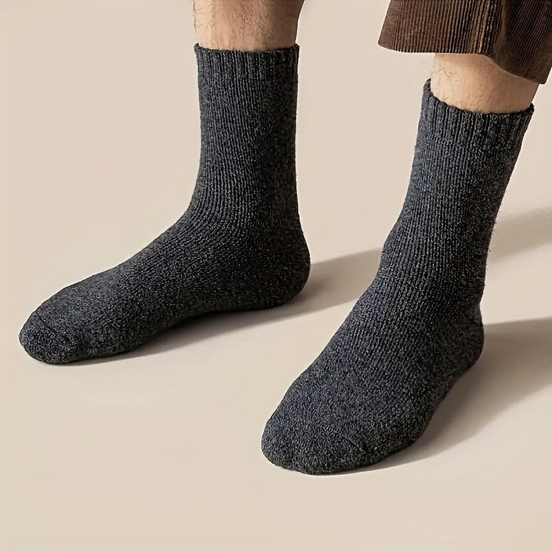 Thick Cotton Wool Mid-calf Socks with Wool Loops for Warmth