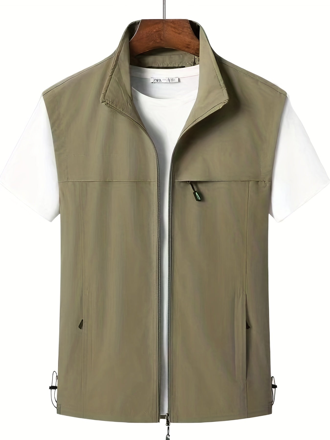 Cargo Vest Men's Stand Collar Zip Up for Spring Summer