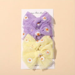 4pcs Daisy Bow Hairpins for Baby Girls