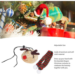 Festive Bearded Dragon Santa Hat with Scarf Christmas Costume
