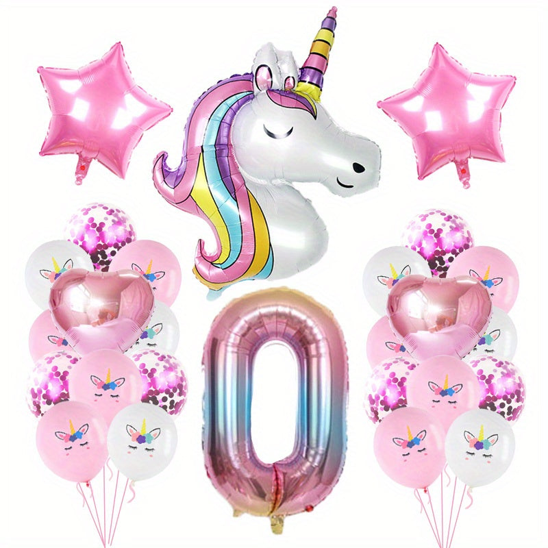 21pcs Unicorn Birthday Number Balloons - Make Your Party Magical