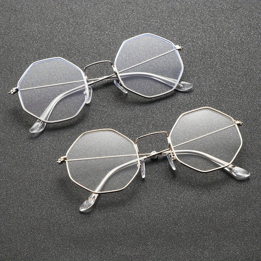 2 Pairs Men's Metal Polygonal Casual Student Copper Alloy Glasses